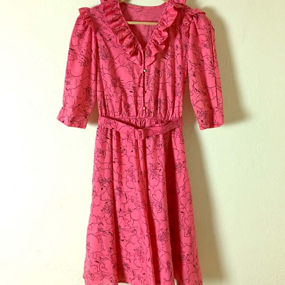 3 for $30- Vtg 80s Pink & Black Dress